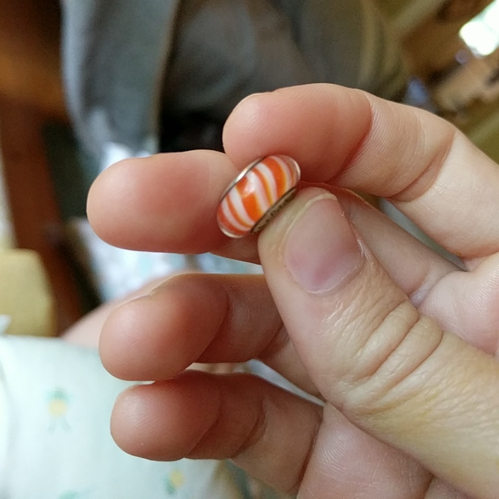 Pandora Murano orange stripe glass charm